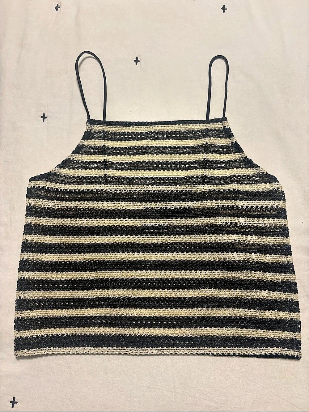H&M Striped Cami in Black & Cream - Size XS